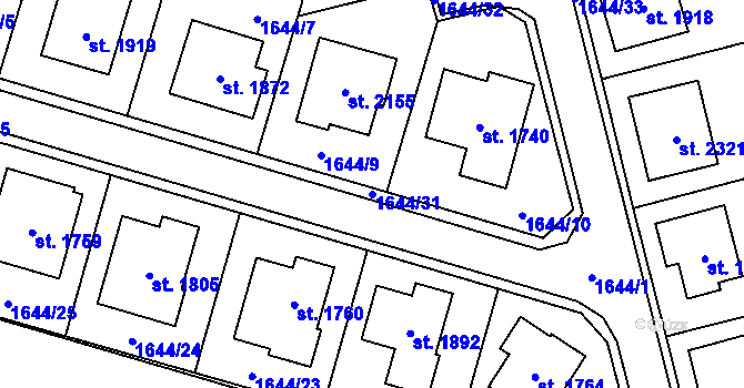 Parcela st. 1644/31 v KÚ Ledeč nad Sázavou, Katastrální mapa