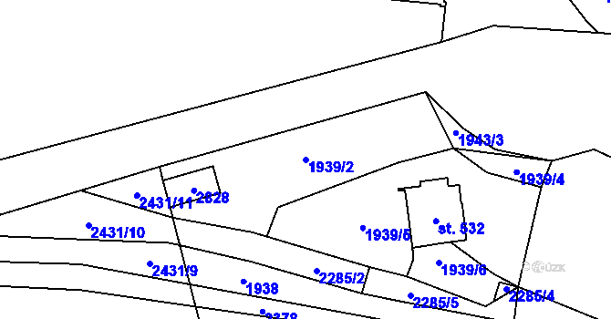Parcela st. 1939/2 v KÚ Ledeč nad Sázavou, Katastrální mapa