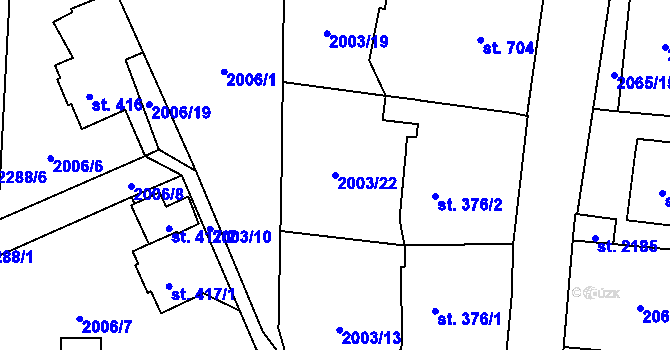 Parcela st. 2003/22 v KÚ Ledeč nad Sázavou, Katastrální mapa