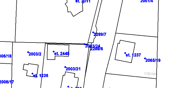 Parcela st. 2003/24 v KÚ Ledeč nad Sázavou, Katastrální mapa