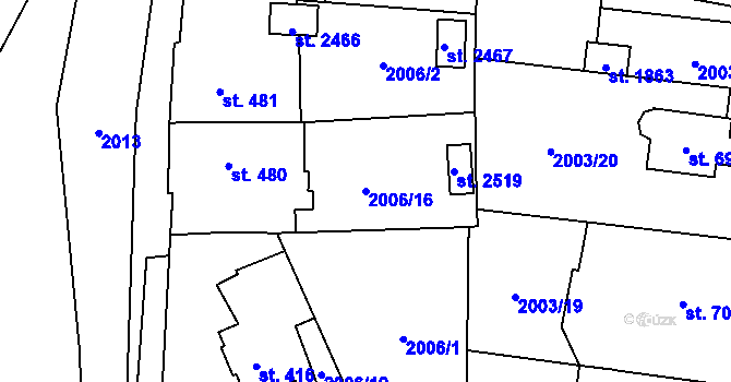 Parcela st. 2006/16 v KÚ Ledeč nad Sázavou, Katastrální mapa