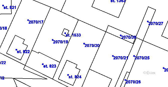 Parcela st. 2070/20 v KÚ Ledeč nad Sázavou, Katastrální mapa
