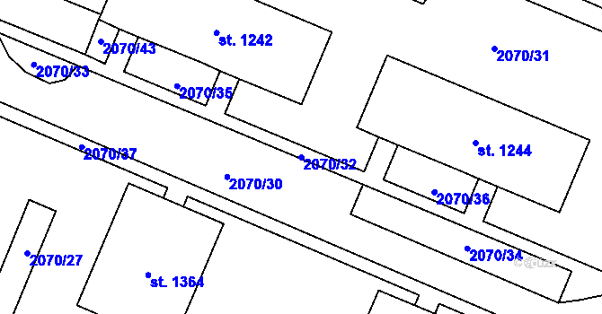 Parcela st. 2070/32 v KÚ Ledeč nad Sázavou, Katastrální mapa