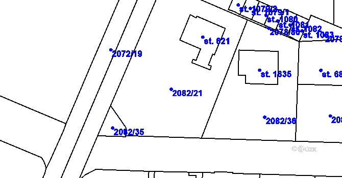 Parcela st. 2082/21 v KÚ Ledeč nad Sázavou, Katastrální mapa