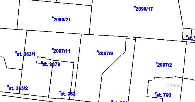 Parcela st. 2097/9 v KÚ Ledeč nad Sázavou, Katastrální mapa
