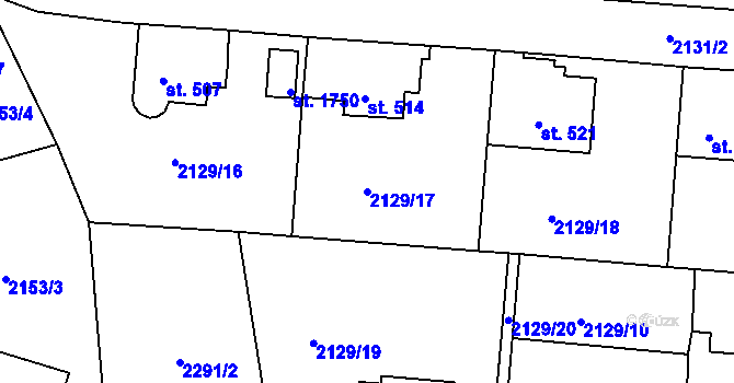 Parcela st. 2129/17 v KÚ Ledeč nad Sázavou, Katastrální mapa