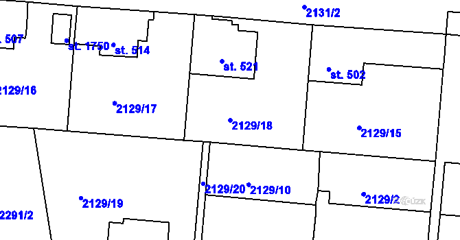 Parcela st. 2129/18 v KÚ Ledeč nad Sázavou, Katastrální mapa