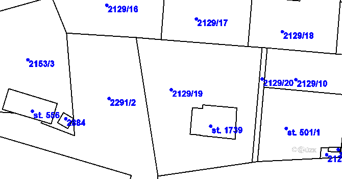 Parcela st. 2129/19 v KÚ Ledeč nad Sázavou, Katastrální mapa