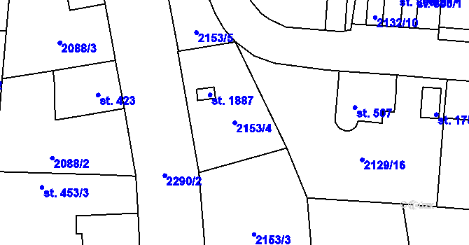 Parcela st. 2153/4 v KÚ Ledeč nad Sázavou, Katastrální mapa
