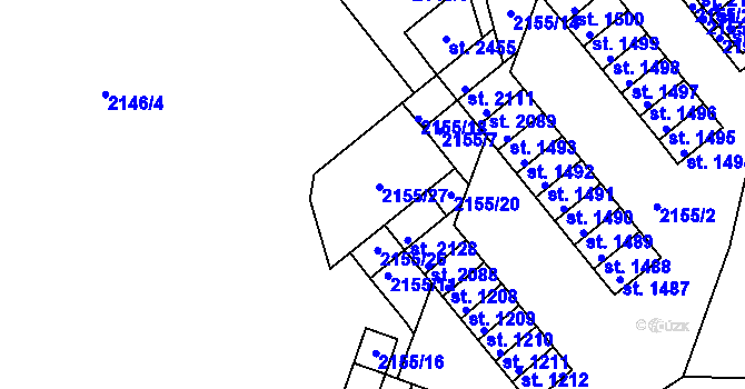 Parcela st. 2155/27 v KÚ Ledeč nad Sázavou, Katastrální mapa