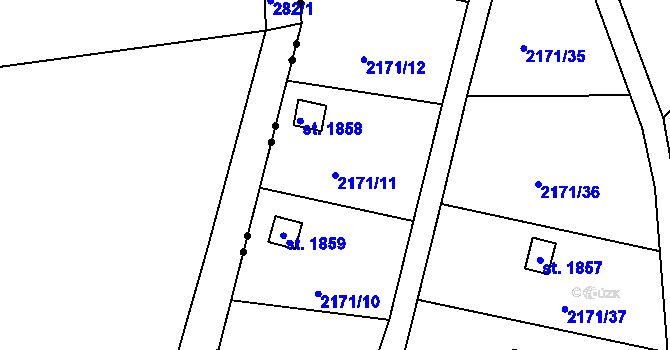 Parcela st. 2171/11 v KÚ Ledeč nad Sázavou, Katastrální mapa