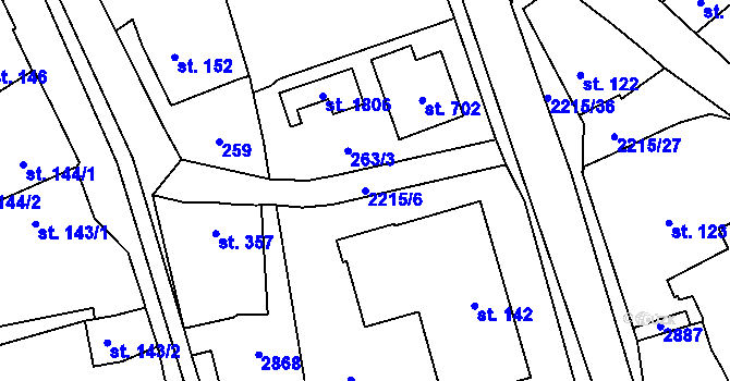 Parcela st. 2215/6 v KÚ Ledeč nad Sázavou, Katastrální mapa