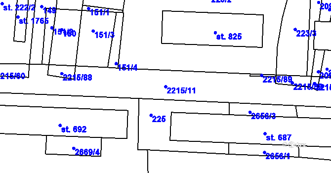 Parcela st. 2215/11 v KÚ Ledeč nad Sázavou, Katastrální mapa