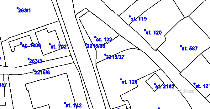 Parcela st. 2215/27 v KÚ Ledeč nad Sázavou, Katastrální mapa