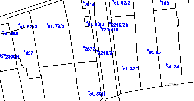 Parcela st. 2215/31 v KÚ Ledeč nad Sázavou, Katastrální mapa