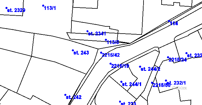 Parcela st. 2215/42 v KÚ Ledeč nad Sázavou, Katastrální mapa