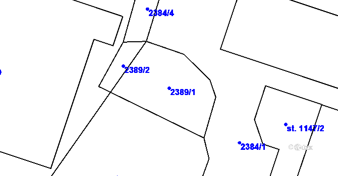 Parcela st. 2389/1 v KÚ Ledeč nad Sázavou, Katastrální mapa