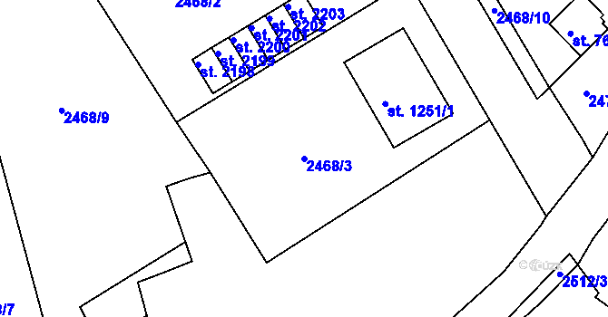 Parcela st. 2468/3 v KÚ Ledeč nad Sázavou, Katastrální mapa