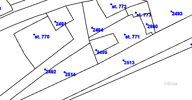 Parcela st. 2495 v KÚ Ledeč nad Sázavou, Katastrální mapa