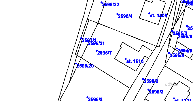 Parcela st. 2596/7 v KÚ Ledeč nad Sázavou, Katastrální mapa
