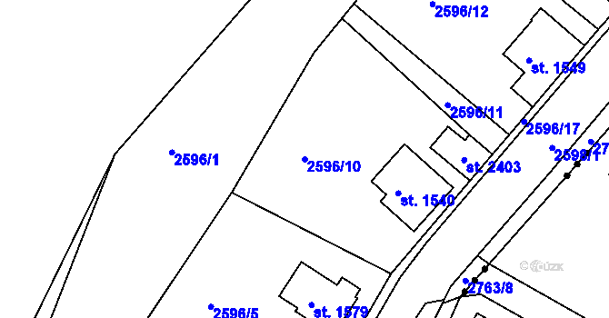 Parcela st. 2596/10 v KÚ Ledeč nad Sázavou, Katastrální mapa
