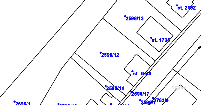 Parcela st. 2596/12 v KÚ Ledeč nad Sázavou, Katastrální mapa