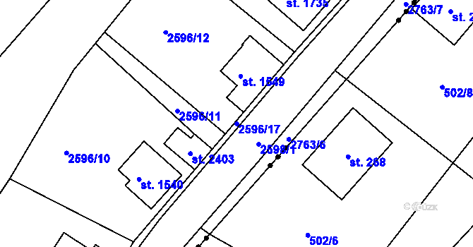 Parcela st. 2596/17 v KÚ Ledeč nad Sázavou, Katastrální mapa