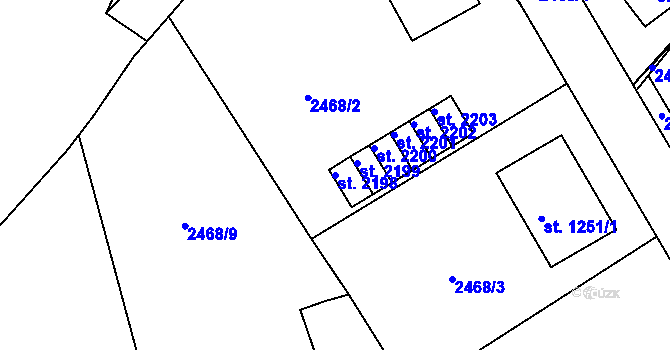 Parcela st. 2198 v KÚ Ledeč nad Sázavou, Katastrální mapa