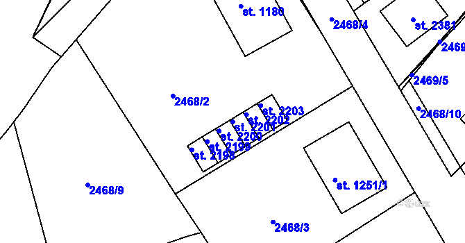 Parcela st. 2201 v KÚ Ledeč nad Sázavou, Katastrální mapa