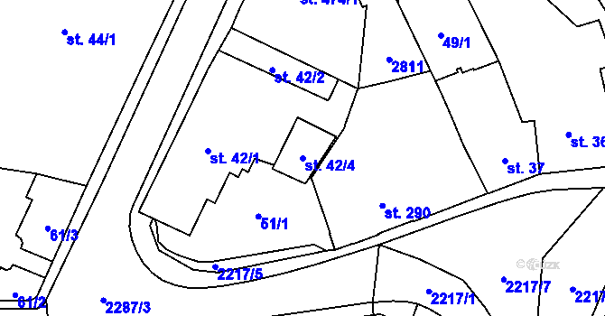 Parcela st. 42/4 v KÚ Ledeč nad Sázavou, Katastrální mapa