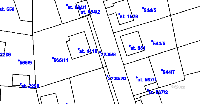 Parcela st. 2236/8 v KÚ Ledeč nad Sázavou, Katastrální mapa