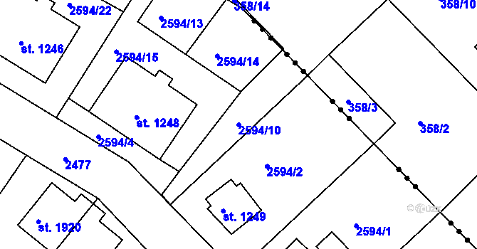 Parcela st. 2594/10 v KÚ Ledeč nad Sázavou, Katastrální mapa