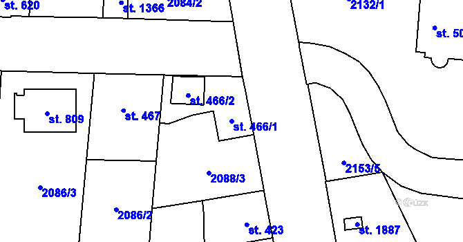 Parcela st. 466/1 v KÚ Ledeč nad Sázavou, Katastrální mapa
