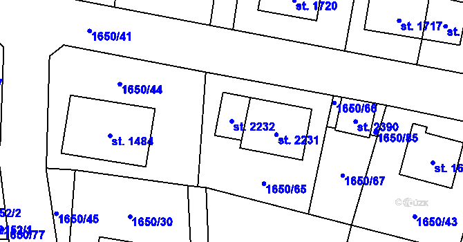 Parcela st. 2232 v KÚ Ledeč nad Sázavou, Katastrální mapa