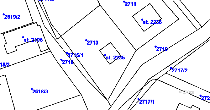 Parcela st. 2235 v KÚ Ledeč nad Sázavou, Katastrální mapa