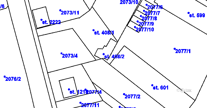 Parcela st. 408/2 v KÚ Ledeč nad Sázavou, Katastrální mapa