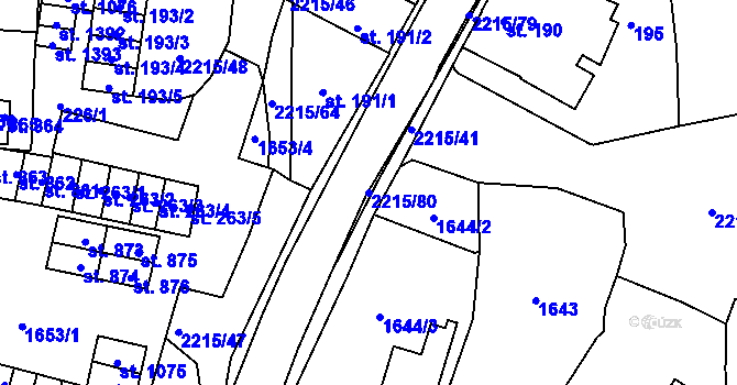 Parcela st. 2215/80 v KÚ Ledeč nad Sázavou, Katastrální mapa