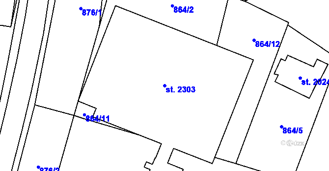 Parcela st. 2303 v KÚ Ledeč nad Sázavou, Katastrální mapa