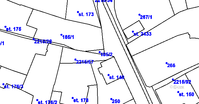 Parcela st. 185/2 v KÚ Ledeč nad Sázavou, Katastrální mapa