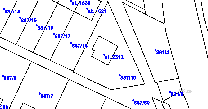Parcela st. 2312 v KÚ Ledeč nad Sázavou, Katastrální mapa