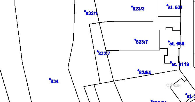 Parcela st. 832/7 v KÚ Ledeč nad Sázavou, Katastrální mapa