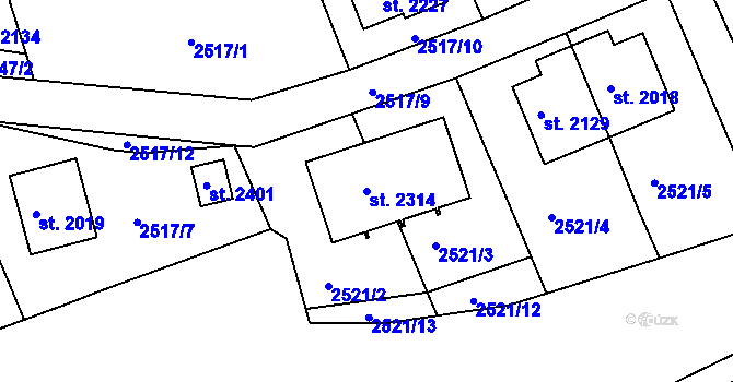 Parcela st. 2314 v KÚ Ledeč nad Sázavou, Katastrální mapa