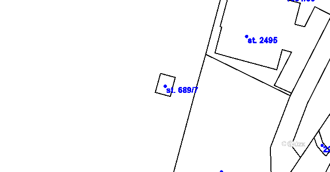 Parcela st. 689/7 v KÚ Ledeč nad Sázavou, Katastrální mapa