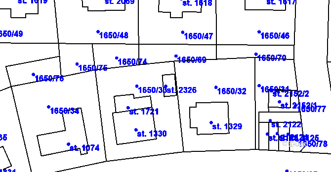 Parcela st. 2326 v KÚ Ledeč nad Sázavou, Katastrální mapa