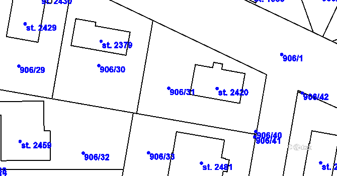 Parcela st. 906/31 v KÚ Ledeč nad Sázavou, Katastrální mapa