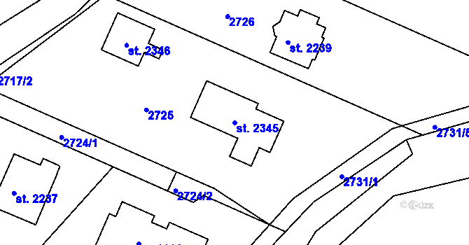 Parcela st. 2345 v KÚ Ledeč nad Sázavou, Katastrální mapa