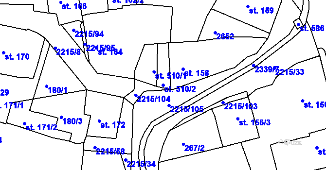Parcela st. 510/2 v KÚ Ledeč nad Sázavou, Katastrální mapa