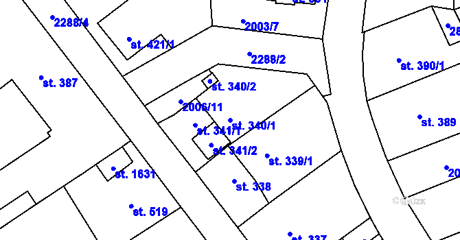 Parcela st. 340/1 v KÚ Ledeč nad Sázavou, Katastrální mapa