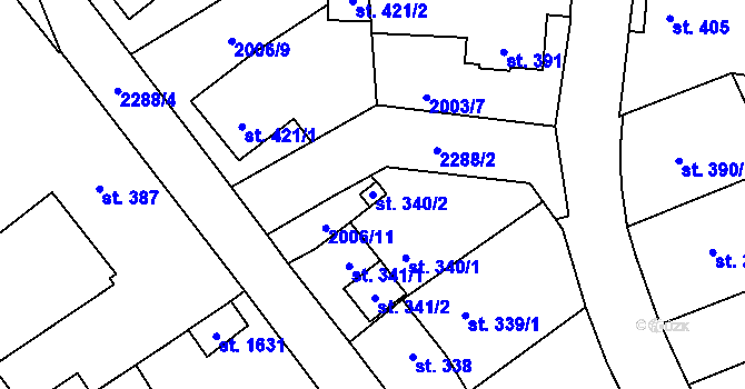 Parcela st. 340/2 v KÚ Ledeč nad Sázavou, Katastrální mapa