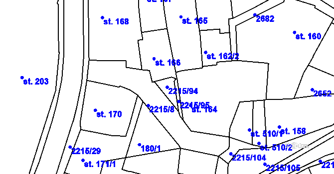 Parcela st. 2215/94 v KÚ Ledeč nad Sázavou, Katastrální mapa